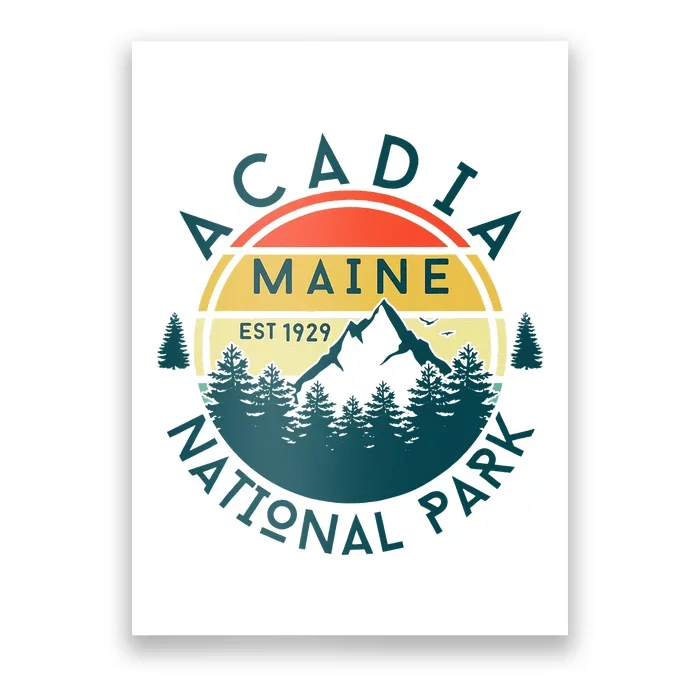 Acadia National Park Maine Mountains Nature Hiking Retro Poster