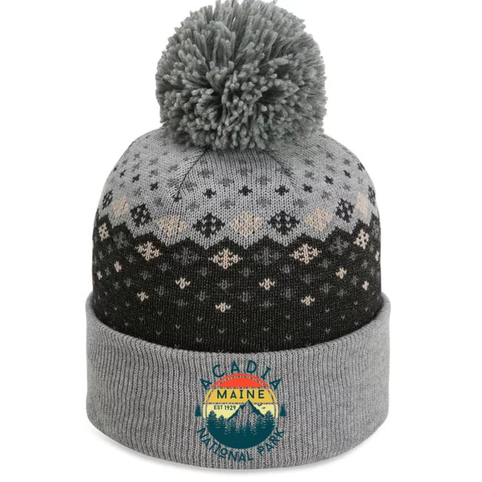 Acadia National Park Maine Mountains Nature Hiking Retro The Baniff Cuffed Pom Beanie