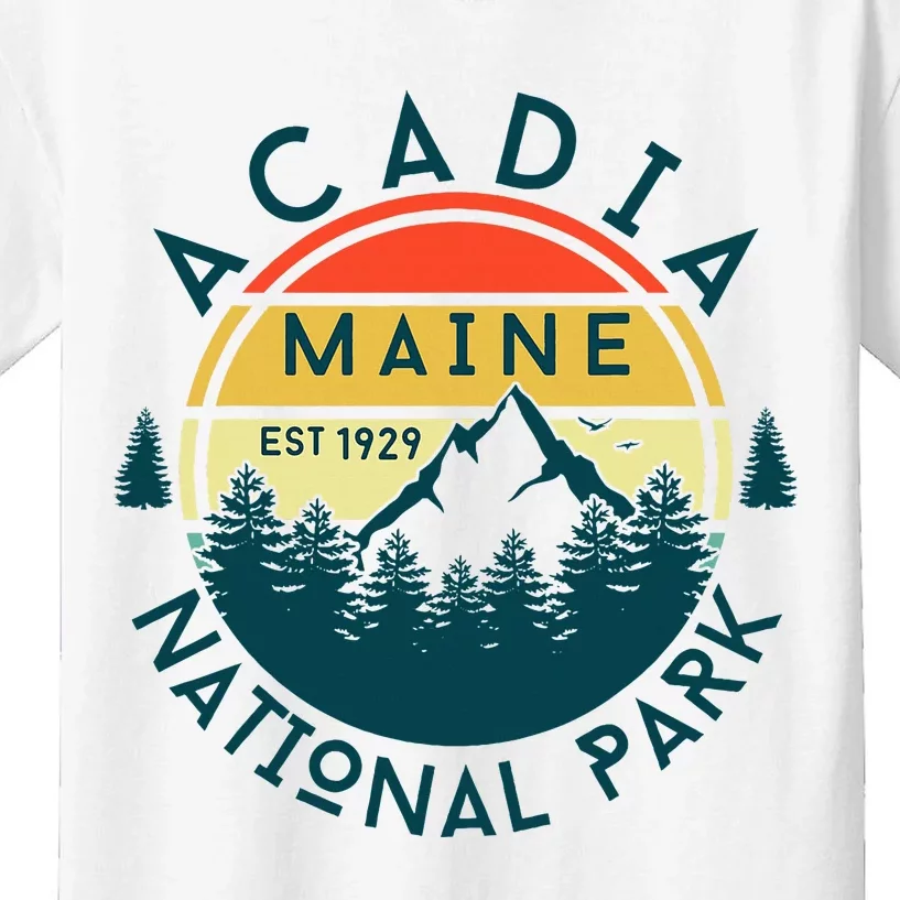 Acadia National Park Maine Mountains Nature Hiking Retro Kids T-Shirt