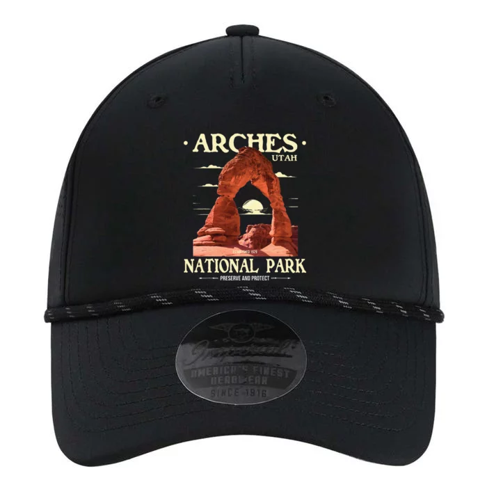 Arches National Park Retro Hiking & Camping Lover Performance The Dyno Cap