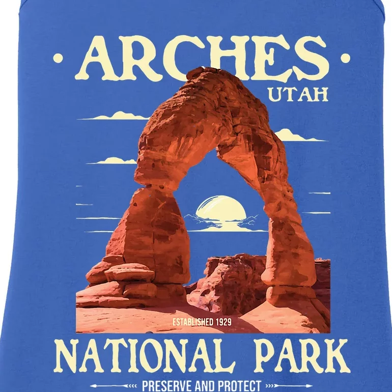 Arches National Park Retro Hiking & Camping Lover Ladies Essential Tank