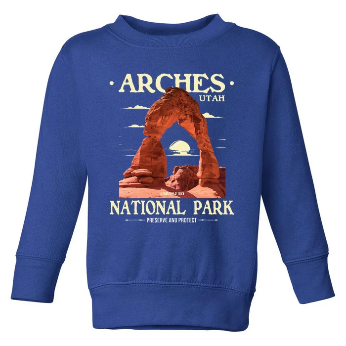 Arches National Park Retro Hiking & Camping Lover Toddler Sweatshirt