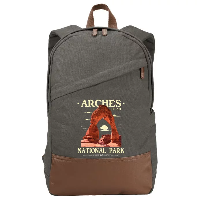 Arches National Park Retro Hiking & Camping Lover Cotton Canvas Backpack