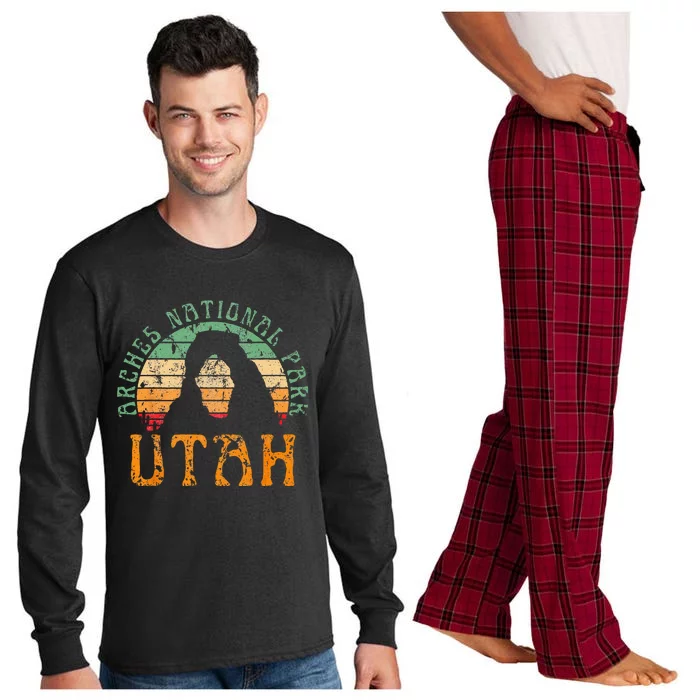 Arches National Park Utah Desert Arch Retro Sunset Vintage Long Sleeve Pajama Set