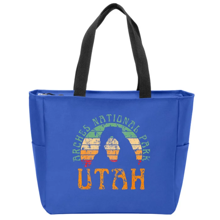 Arches National Park Utah Desert Arch Retro Sunset Vintage Zip Tote Bag