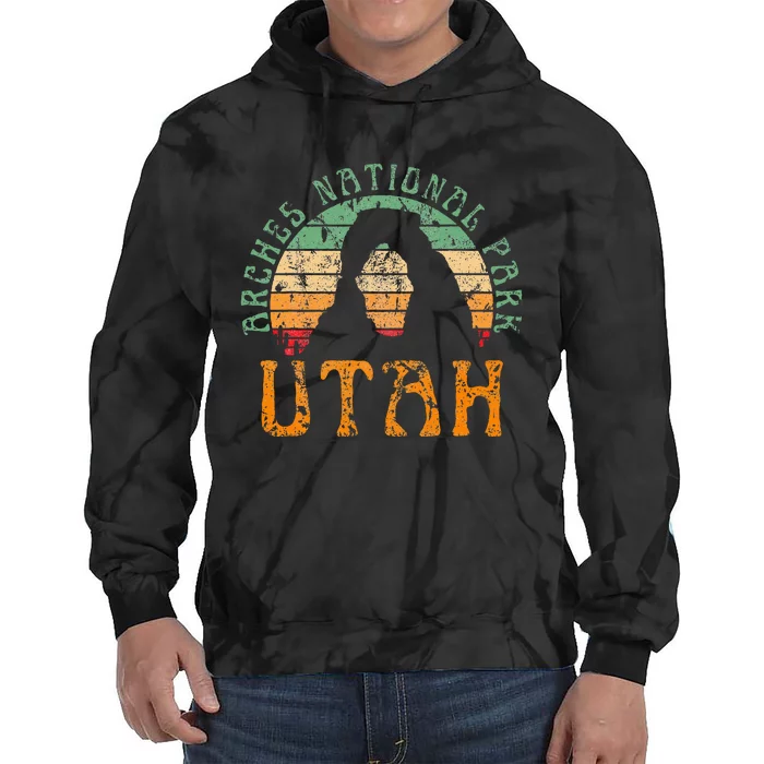 Arches National Park Utah Desert Arch Retro Sunset Vintage Tie Dye Hoodie