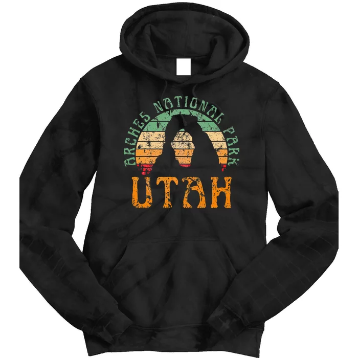 Arches National Park Utah Desert Arch Retro Sunset Vintage Tie Dye Hoodie