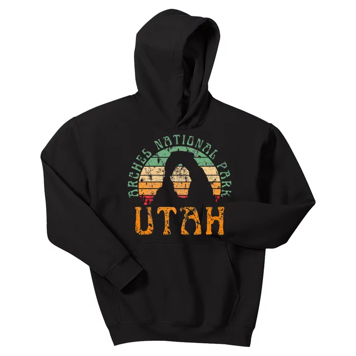 Arches National Park Utah Desert Arch Retro Sunset Vintage Kids Hoodie