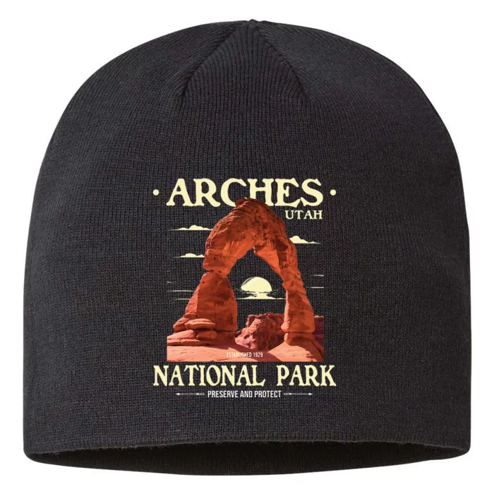 Arches National Park Retro Hiking & Camping Lover 8 1/2in Sustainable Knit Beanie