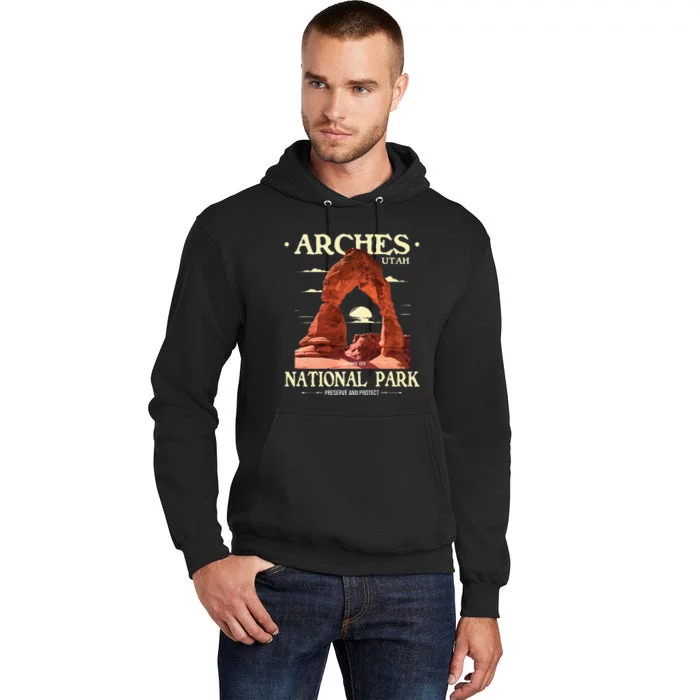 Arches National Park Retro Hiking & Camping Lover Tall Hoodie