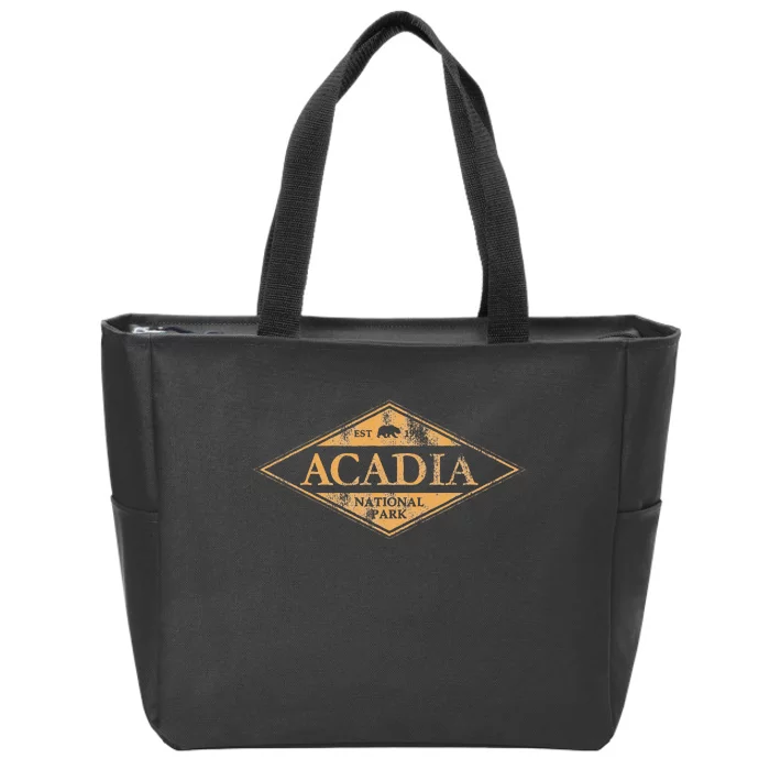 Acadia National Park Maine Bear Graphic Zip Tote Bag