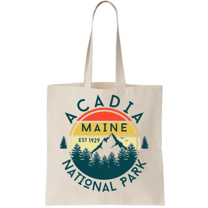 Acadia National Park Maine Mountains Nature Hiking Retro Tote Bag