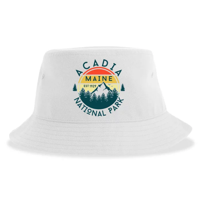 Acadia National Park Maine Mountains Nature Hiking Retro Sustainable Bucket Hat