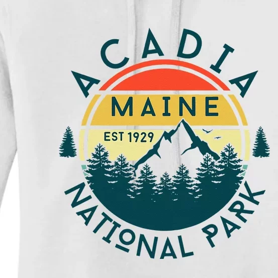 Acadia National Park Maine Mountains Nature Hiking Retro Women's Pullover Hoodie