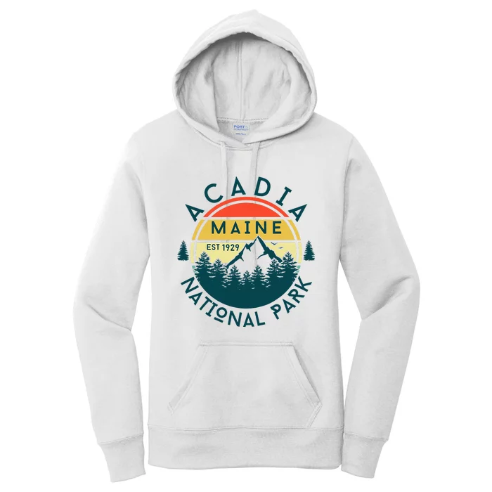 Acadia National Park Maine Mountains Nature Hiking Retro Women's Pullover Hoodie