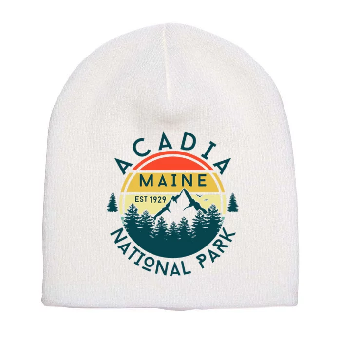 Acadia National Park Maine Mountains Nature Hiking Retro Short Acrylic Beanie