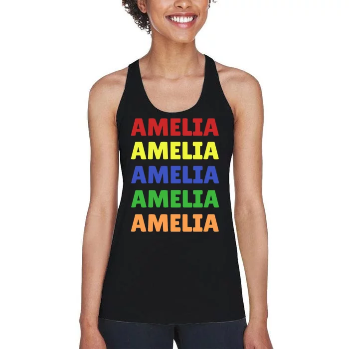 Amelia Name Personalized Funny Women's Racerback Tank