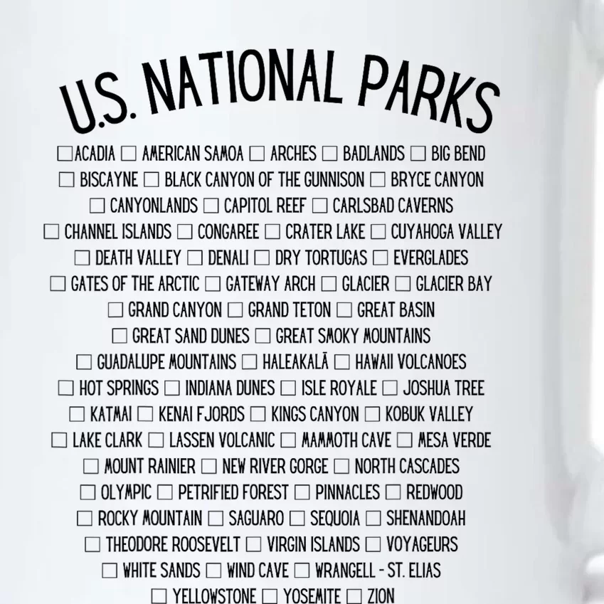 American National Parks Checklist US National Parks Family Black Color Changing Mug