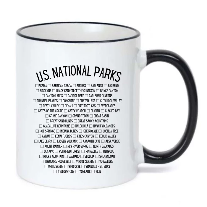 American National Parks Checklist US National Parks Family Black Color Changing Mug