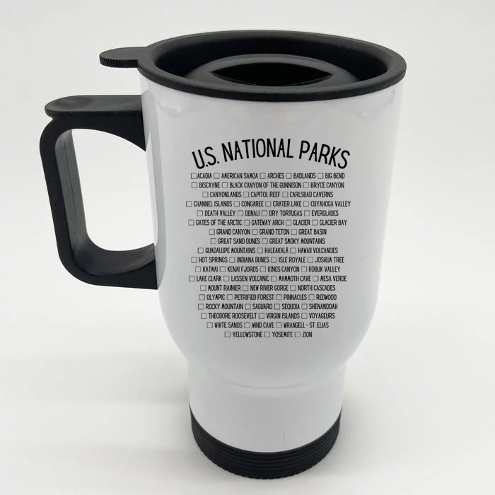 American National Parks Checklist US National Parks Family Front & Back Stainless Steel Travel Mug