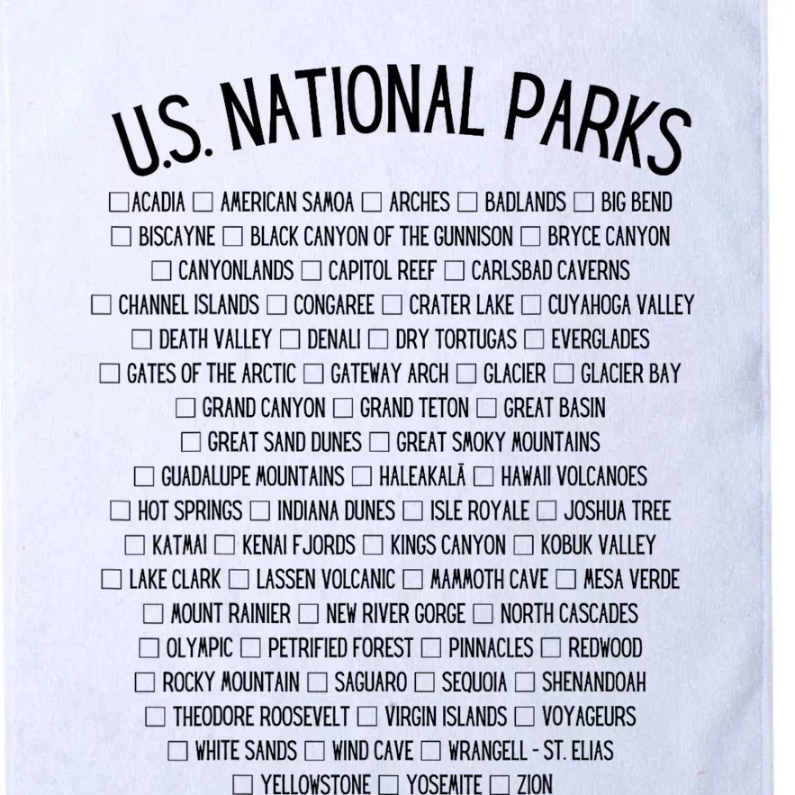 American National Parks Checklist US National Parks Family Platinum Collection Golf Towel