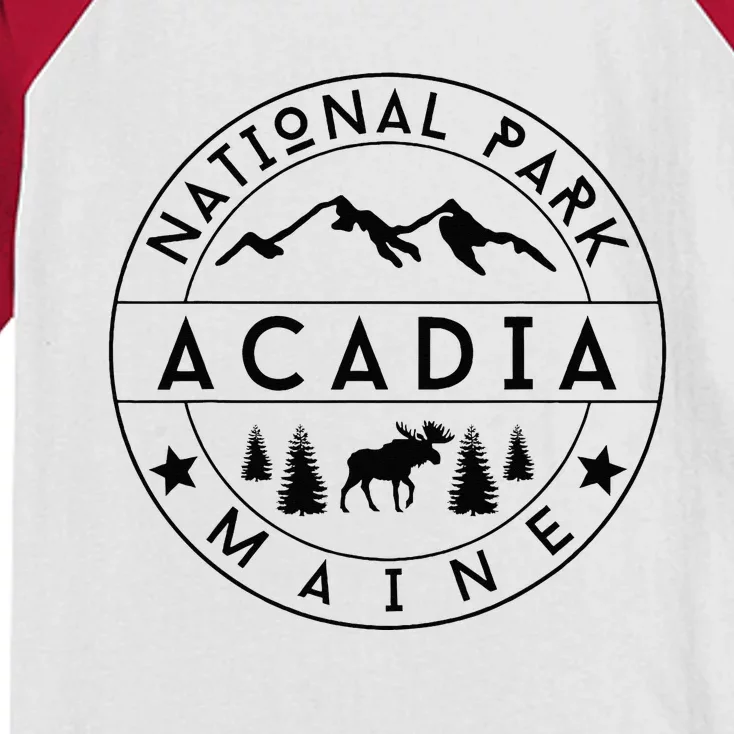 Acadia National Park Maine Moose Nature Hiking Outdoors Kids Colorblock Raglan Jersey