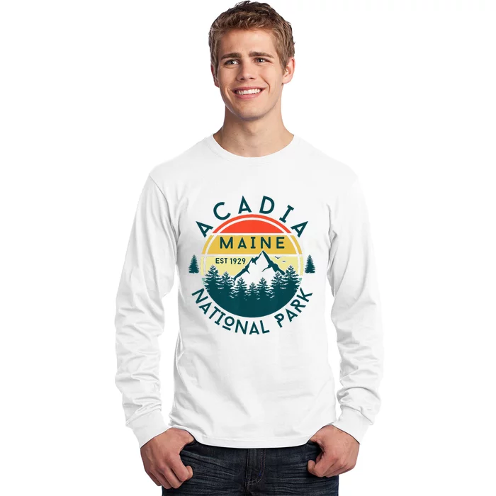 Acadia National Park Maine Mountains Nature Hiking Retro Long Sleeve Shirt