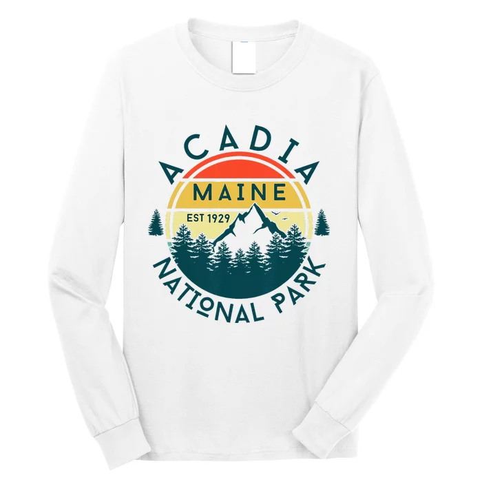 Acadia National Park Maine Mountains Nature Hiking Retro Long Sleeve Shirt