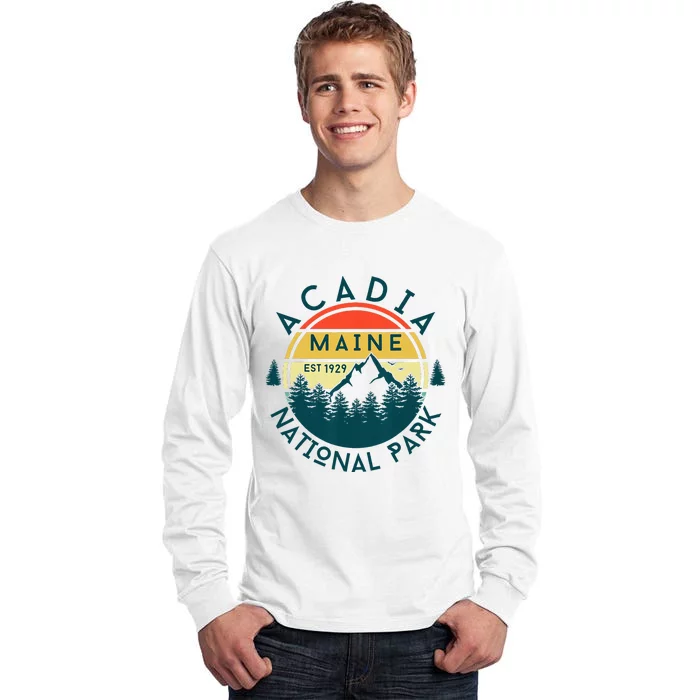 Acadia National Park Maine Mountains Nature Hiking Retro Tall Long Sleeve T-Shirt