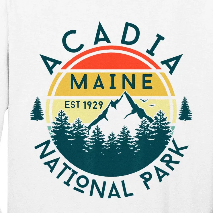 Acadia National Park Maine Mountains Nature Hiking Retro Tall Long Sleeve T-Shirt