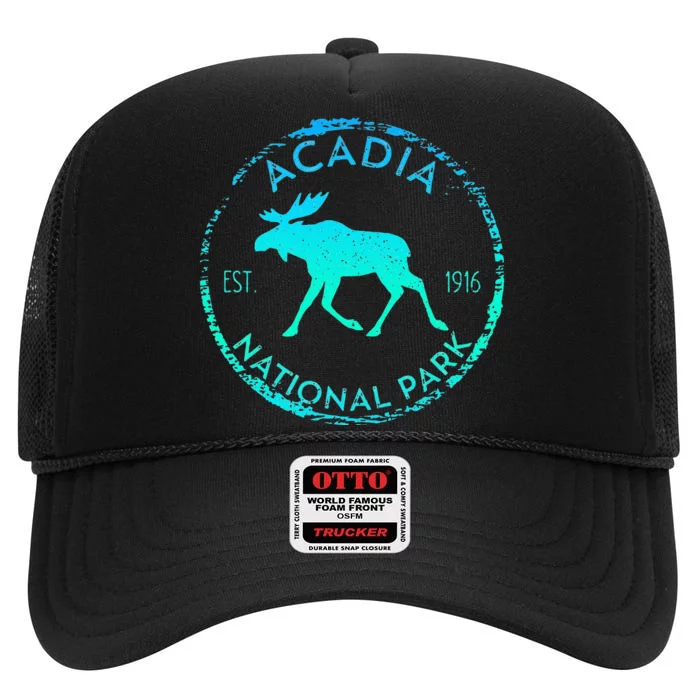 Acadia National Park NP Maine Moose Lovers High Crown Mesh Trucker Hat