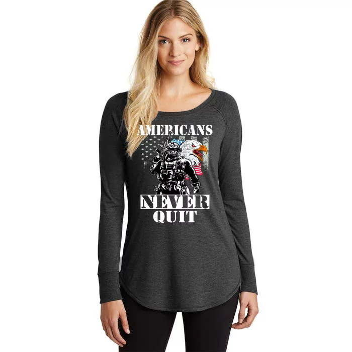 Americans Never Quit Veteran Women's Perfect Tri Tunic Long Sleeve Shirt