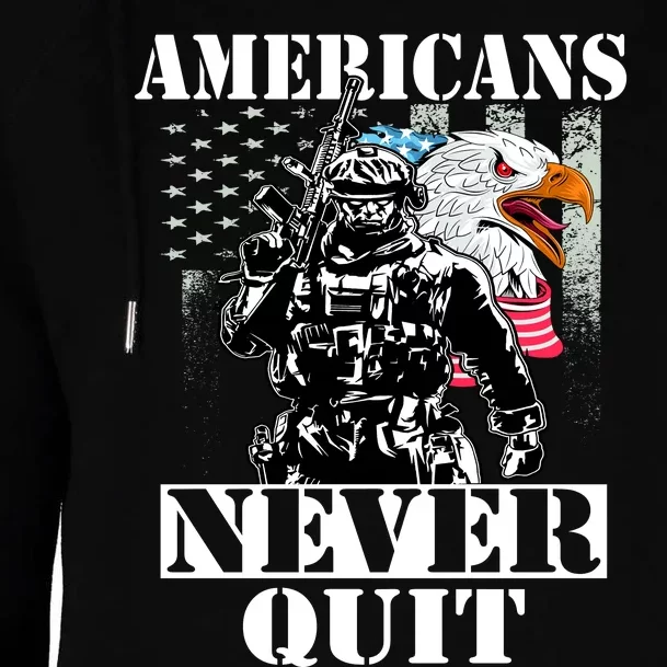 Americans Never Quit Veteran Womens Funnel Neck Pullover Hood