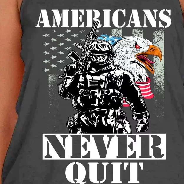 Americans Never Quit Veteran Women's Knotted Racerback Tank