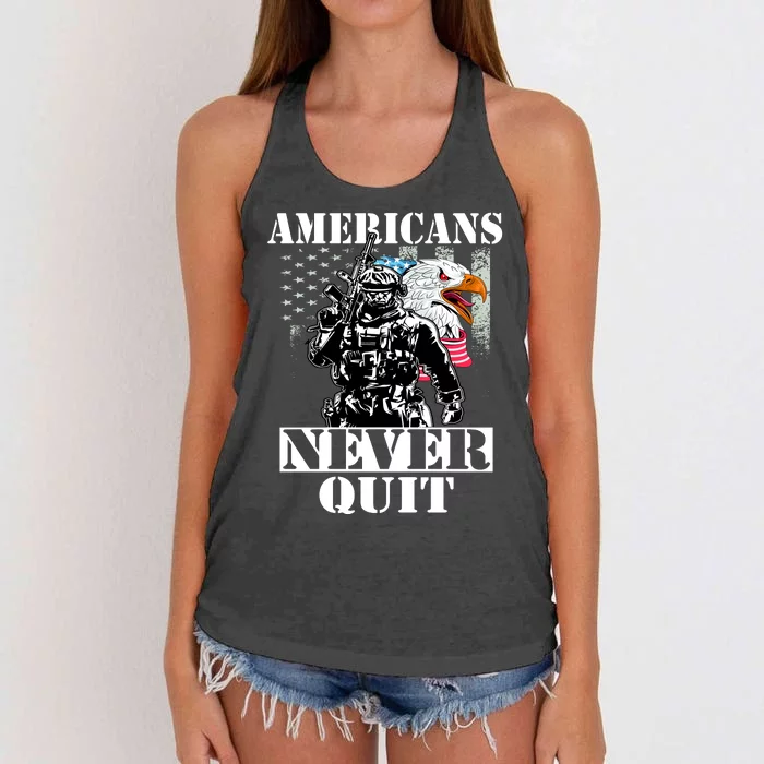 Americans Never Quit Veteran Women's Knotted Racerback Tank