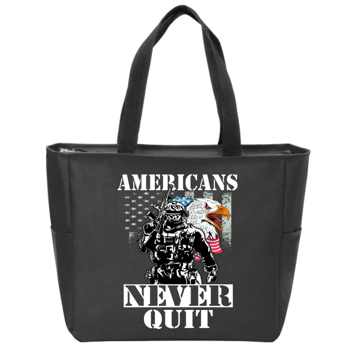 Americans Never Quit Veteran Zip Tote Bag