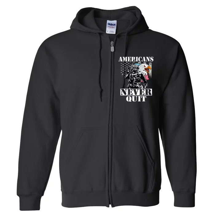 Americans Never Quit Veteran Full Zip Hoodie