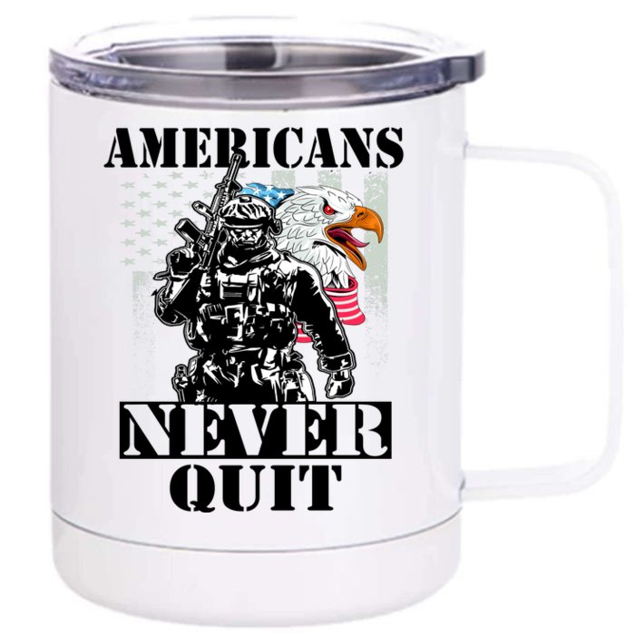 Americans Never Quit Veteran Front & Back 12oz Stainless Steel Tumbler Cup