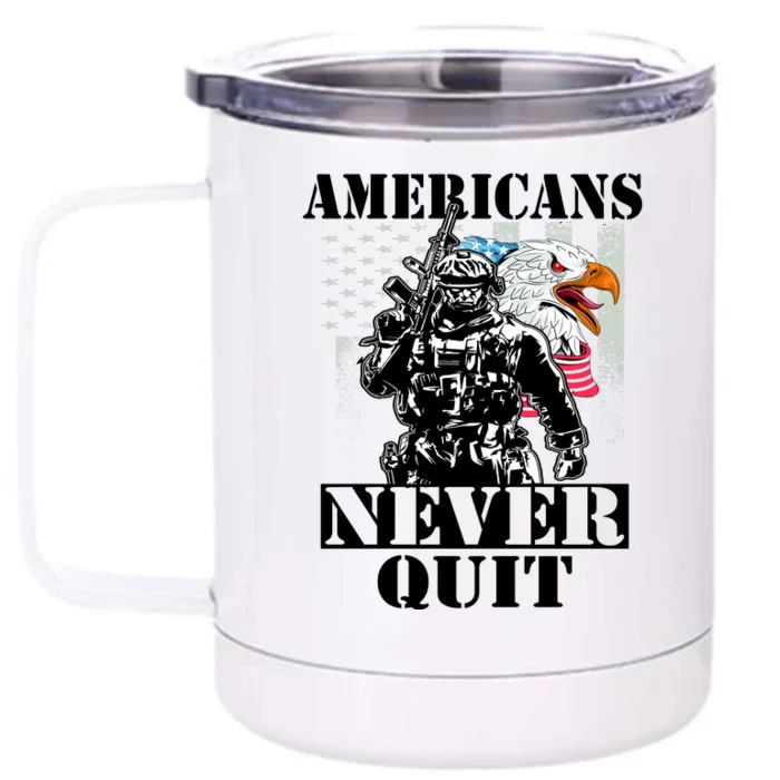 Americans Never Quit Veteran Front & Back 12oz Stainless Steel Tumbler Cup