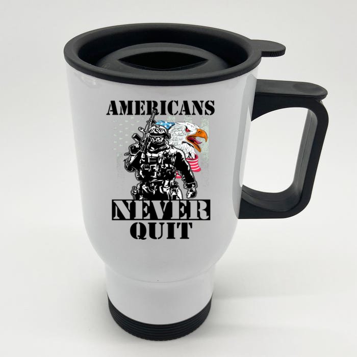 Americans Never Quit Veteran Front & Back Stainless Steel Travel Mug