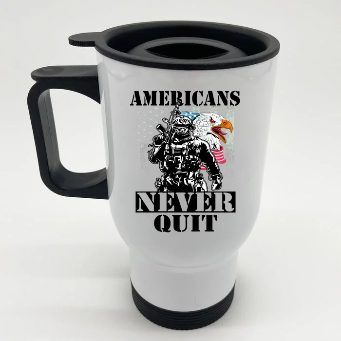 Americans Never Quit Veteran Front & Back Stainless Steel Travel Mug