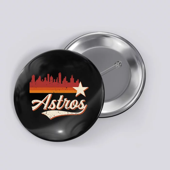 A.S.T.R.O..S Name Retro Style City Skyline 70s 80s Button