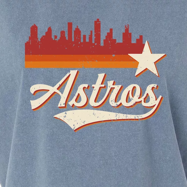 A.S.T.R.O..S Name Retro Style City Skyline 70s 80s Garment-Dyed Women's Muscle Tee