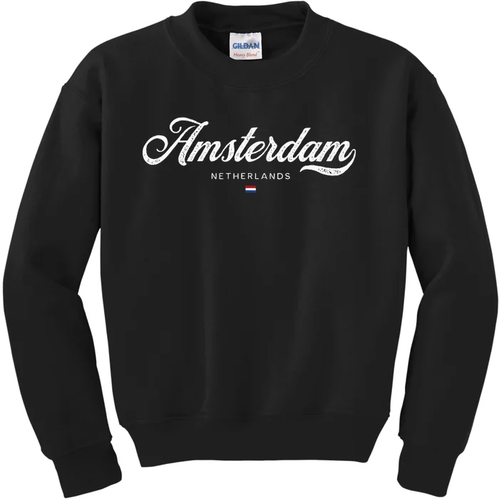 Amsterdam Netherlands Retro Vintage Kids Sweatshirt