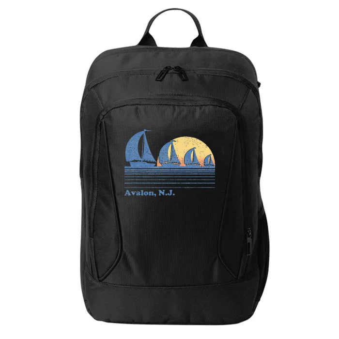 Avalon NJ Sailboat Vintage 80s Sunset City Backpack