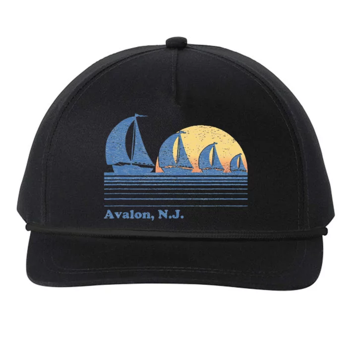 Avalon NJ Sailboat Vintage 80s Sunset Snapback Five-Panel Rope Hat