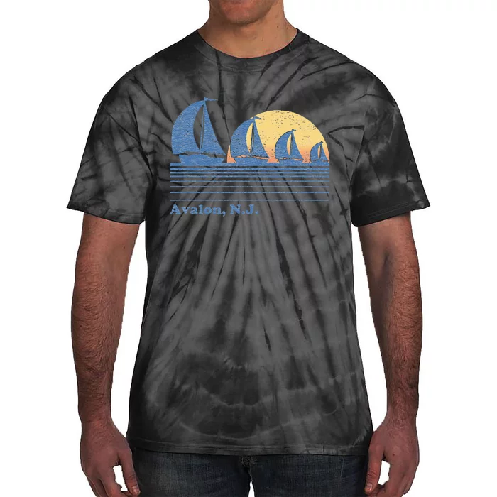 Avalon NJ Sailboat Vintage 80s Sunset Tie-Dye T-Shirt