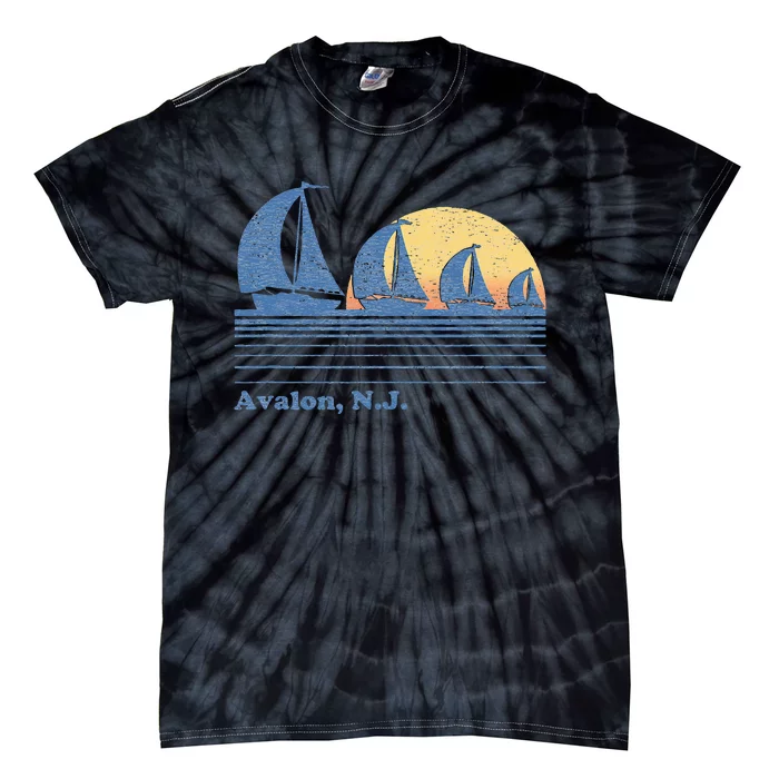 Avalon NJ Sailboat Vintage 80s Sunset Tie-Dye T-Shirt