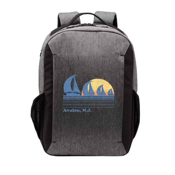 Avalon NJ Sailboat Vintage 80s Sunset Vector Backpack