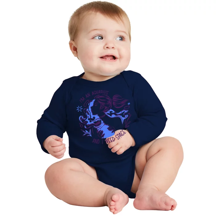 Aquarius Need Space Female Baby Long Sleeve Bodysuit